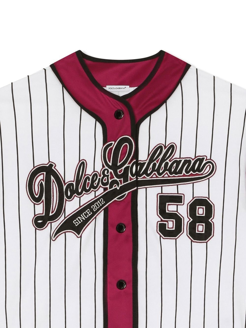 Shop Dolce & Gabbana Striped Baseball Shirt In White