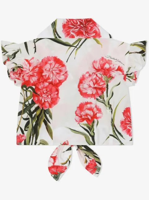 Dolce & Gabbana Kids floral-print ruffled blouse