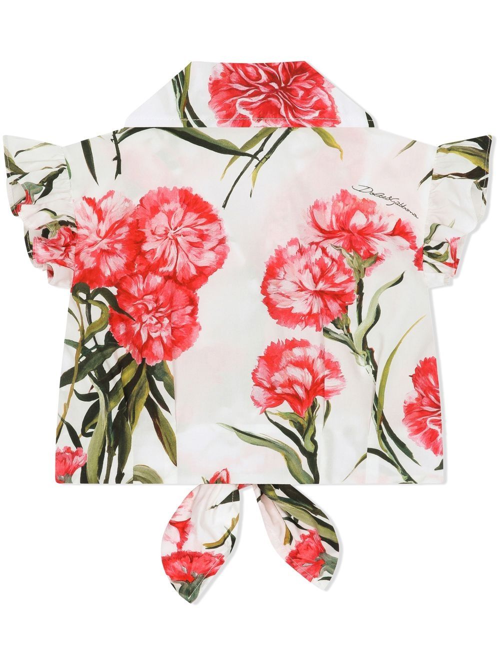 Shop Dolce & Gabbana Floral-print Ruffled Blouse In Weiss