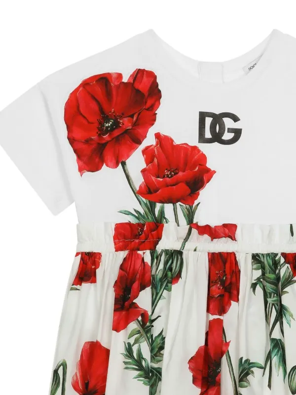 DOLCE&GABBNA キッズ　ワンピース　1歳 1歳半 Dolce & Gabbana Kids フローラル ジップ ワンピース | ホワイト