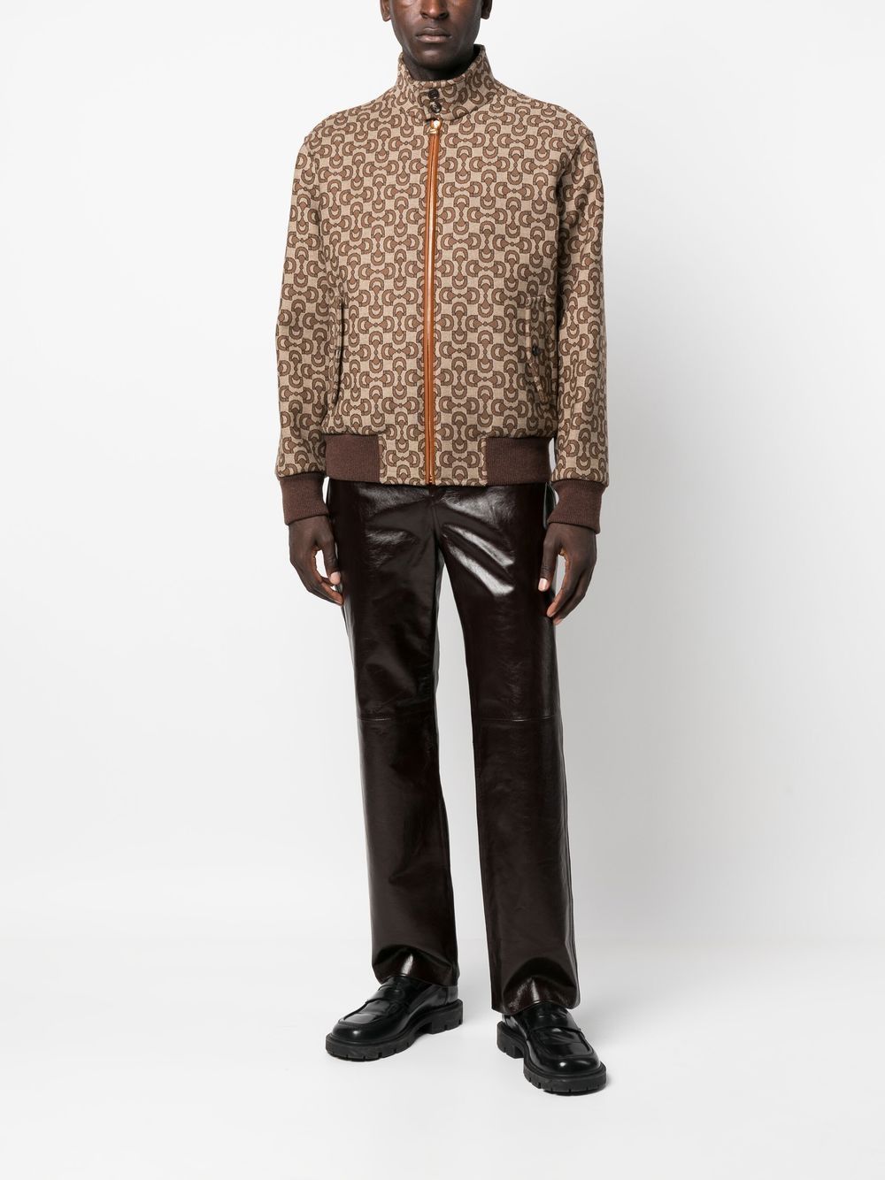 Shop Gucci Canvas Zip-fastening Jacket In Brown