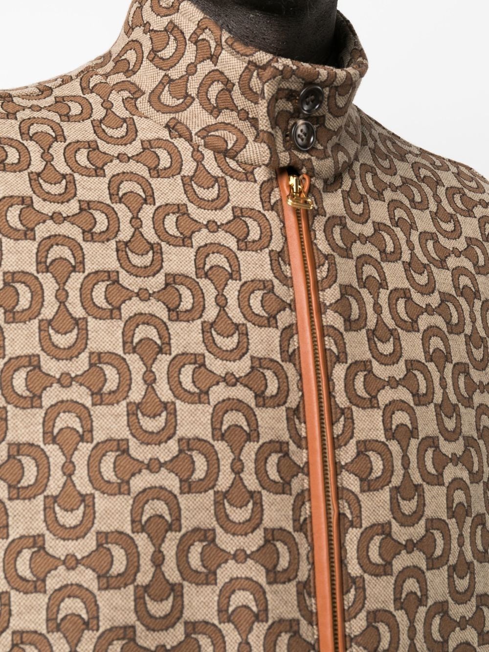 Shop Gucci Canvas Zip-fastening Jacket In Brown