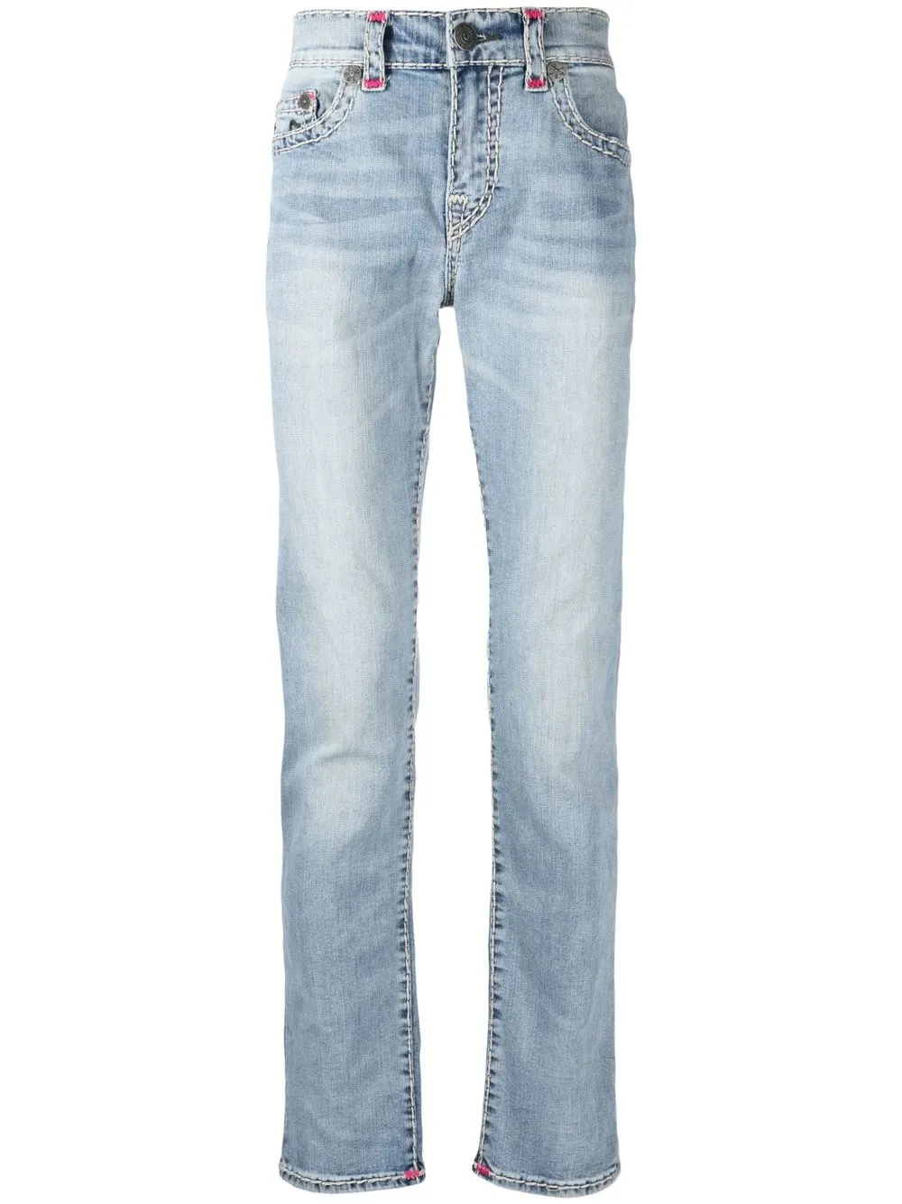 

True Religion contrasting stitch straight leg jeans - Blue