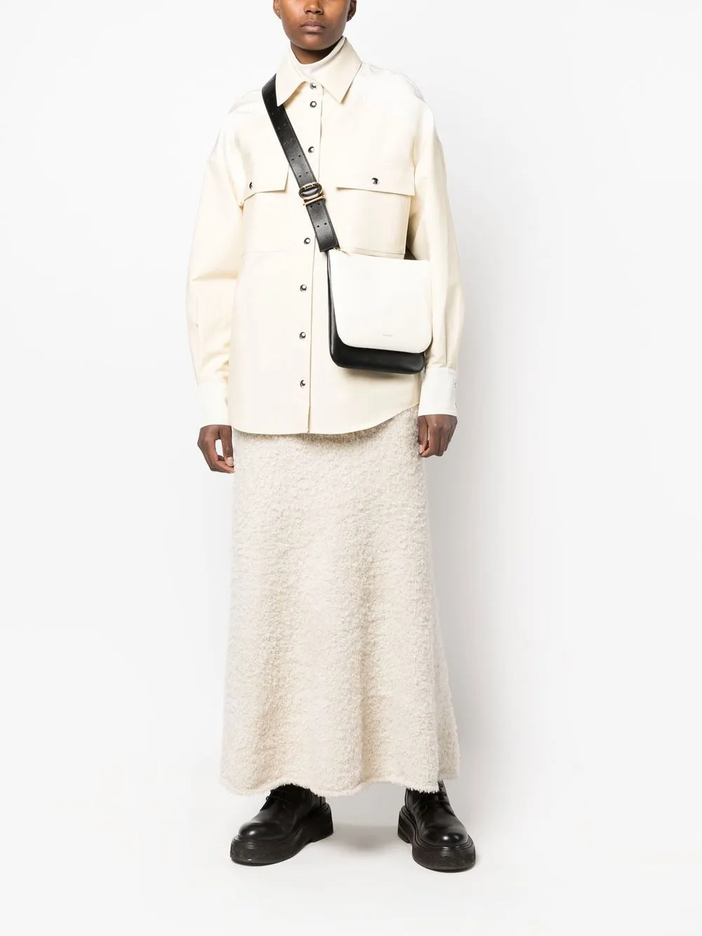 Jil Sander Tweekleurige schoudertas - Zwart
