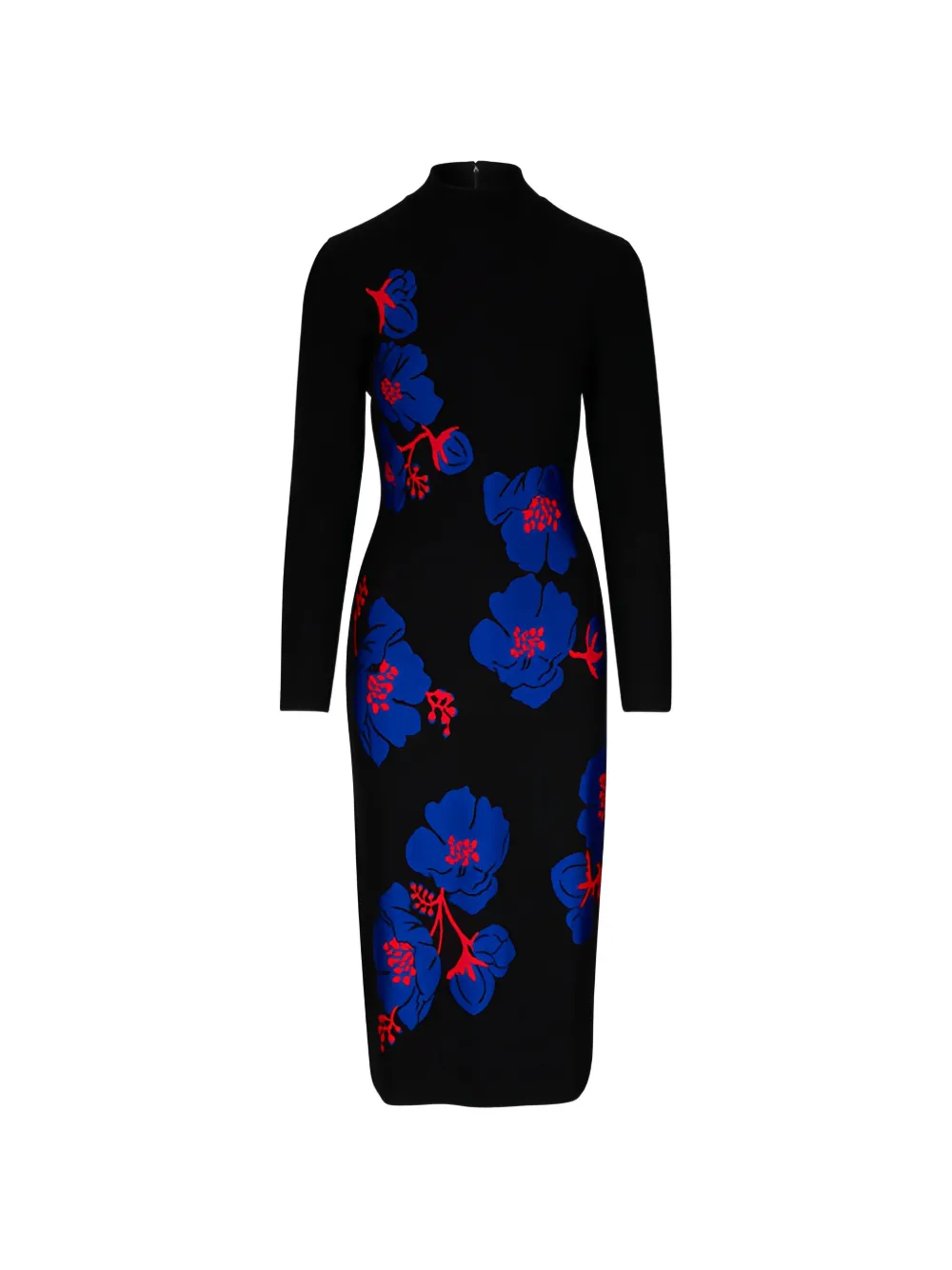 Carolina Herrera floral-intarsia long-sleeve dress - Schwarz