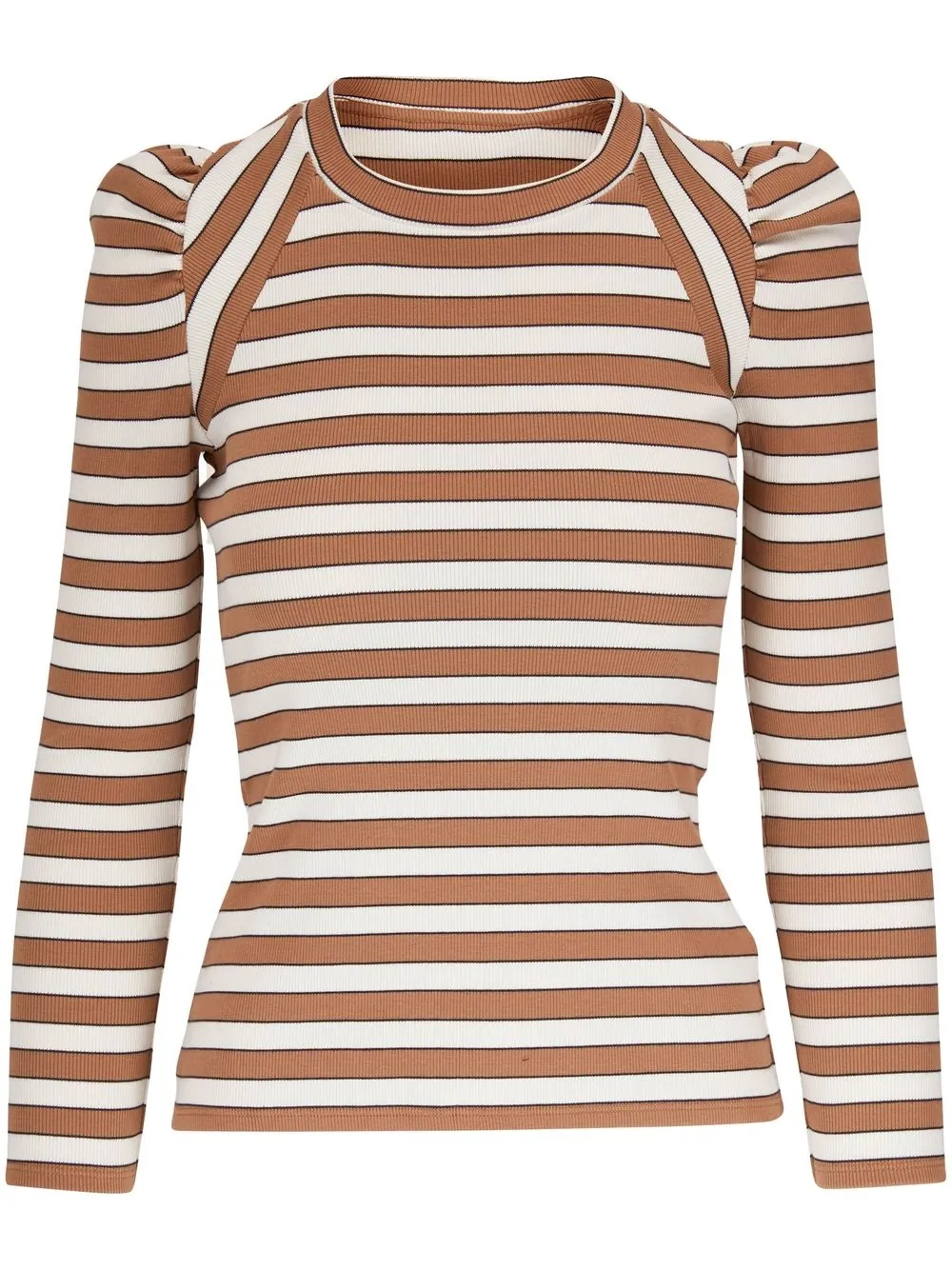 

Veronica Beard striped fine-ribbed T-shirt - Brown