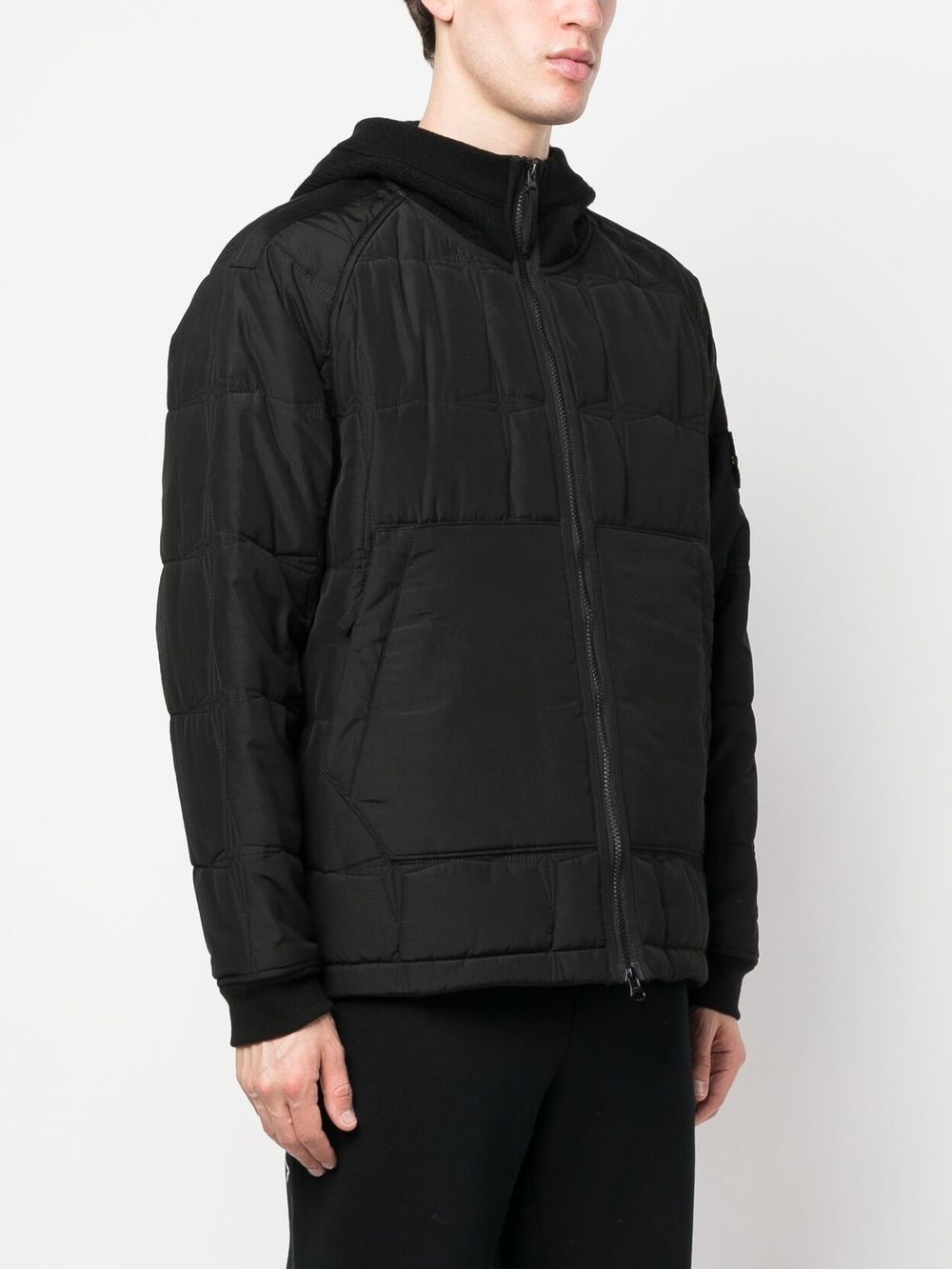 Shop Stone Island Padded Zip-up Jacket In Black