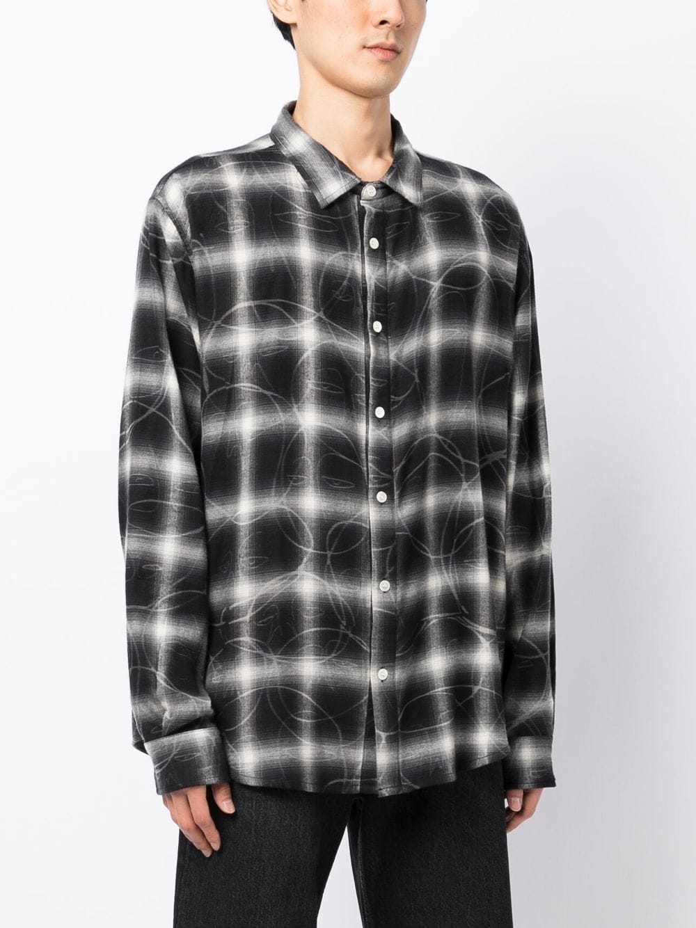 Shop Haculla Plaid-print Long-sleeve Shirt In Black