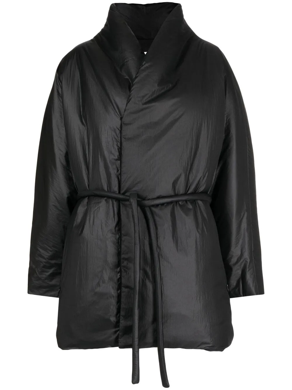 

Amomento shawl-lapel tie-waist padded jacket - Black