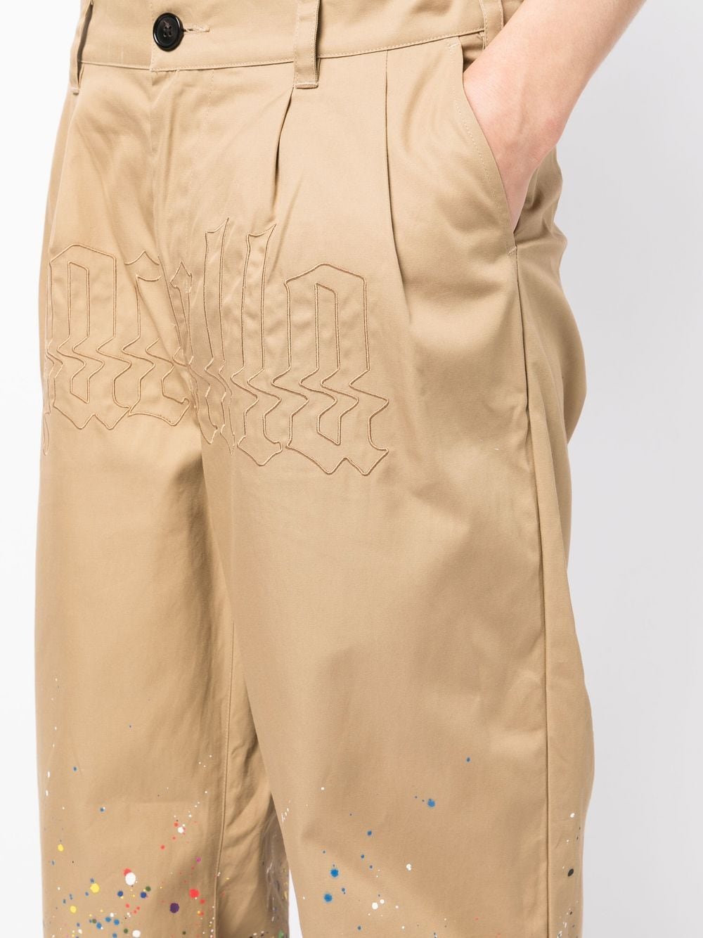 Shop Haculla Cotton Paint-splatter Trousers In Brown