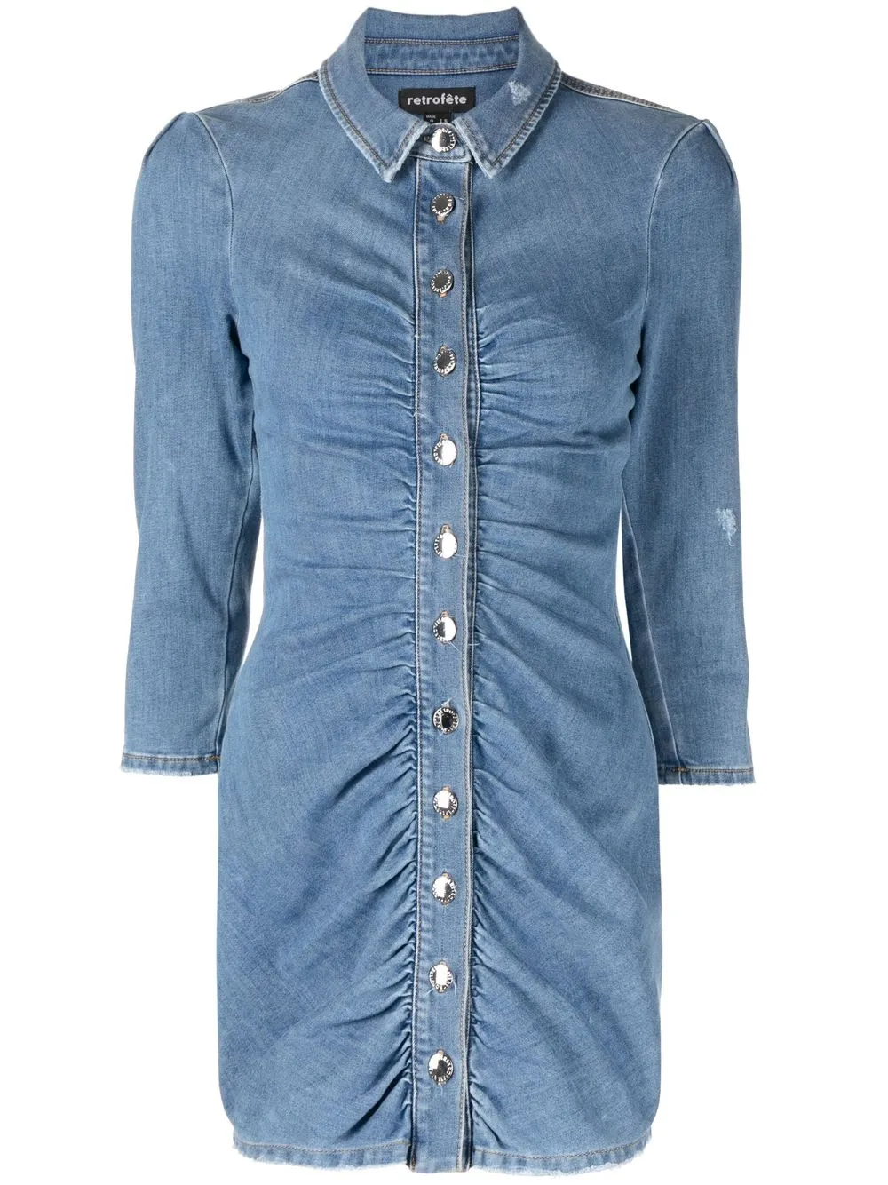 Retrofete Gigi ruched denim shirt dress - Blue