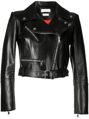 Alexander McQueen Cropped Leather Jacket - Farfetch