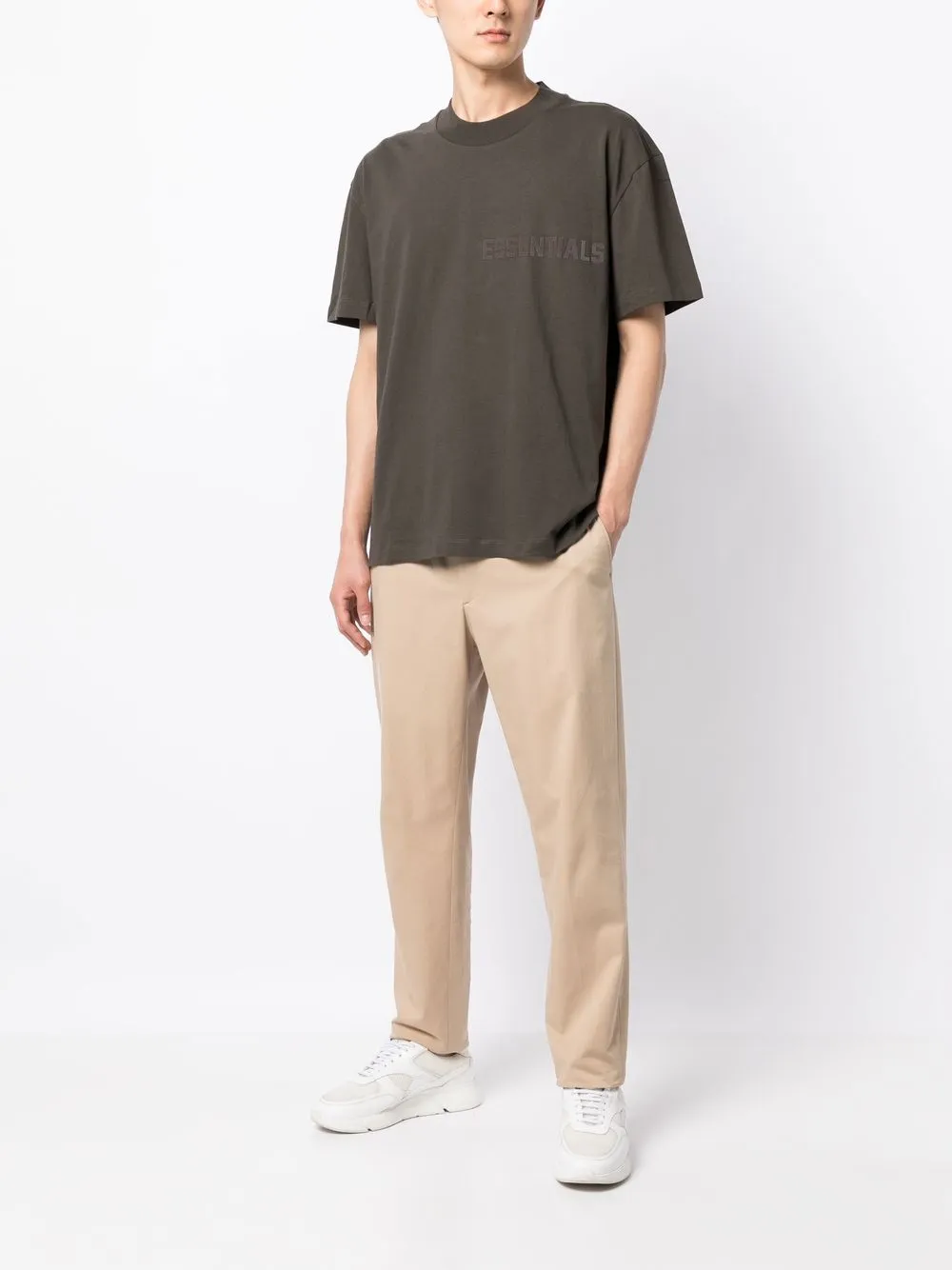 FEAR OF GOD ESSENTIALS T-shirt met logo applicatie - Groen