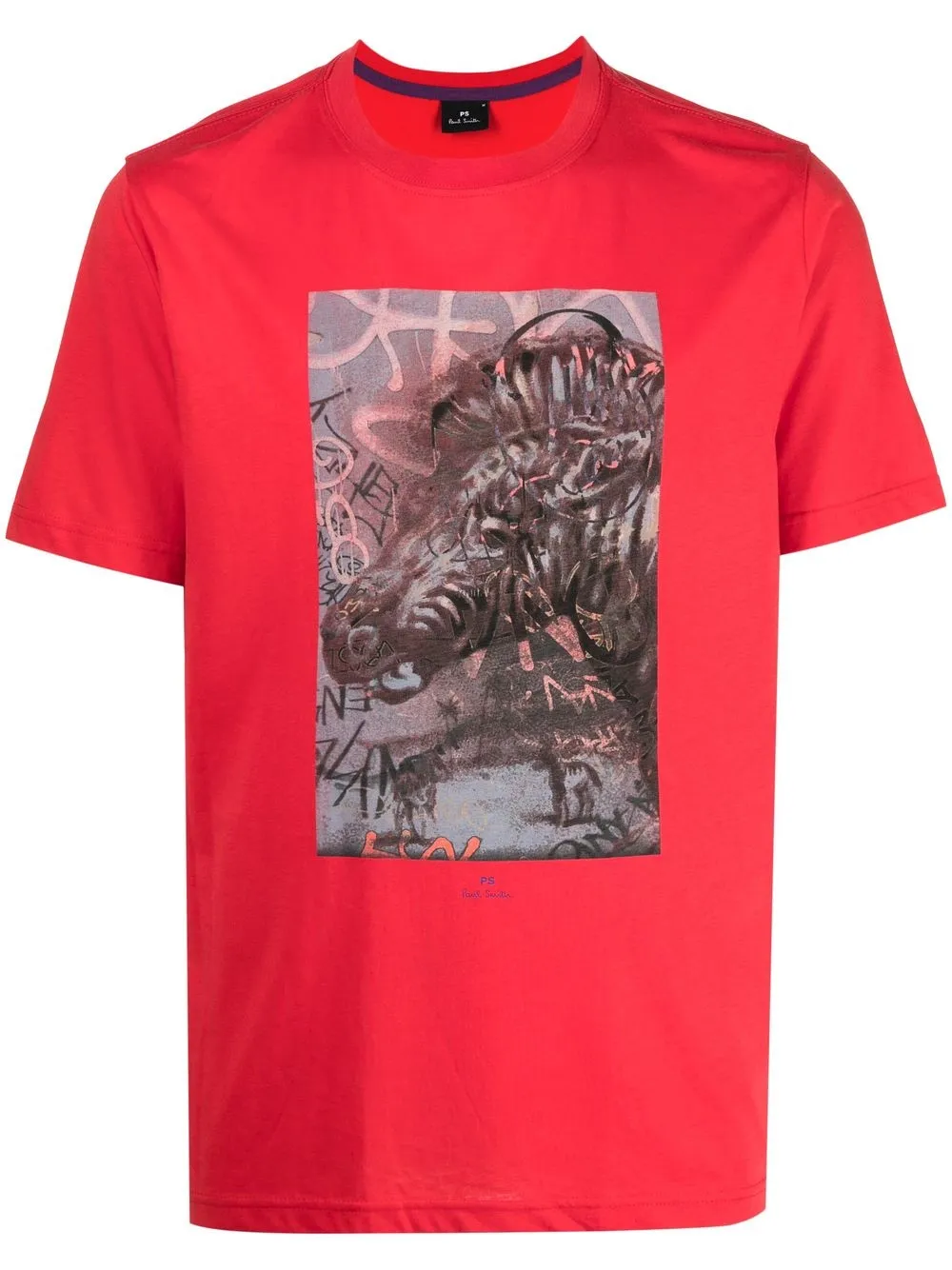 

PS Paul Smith Graffiti Zebra cotton T-shirt - Red