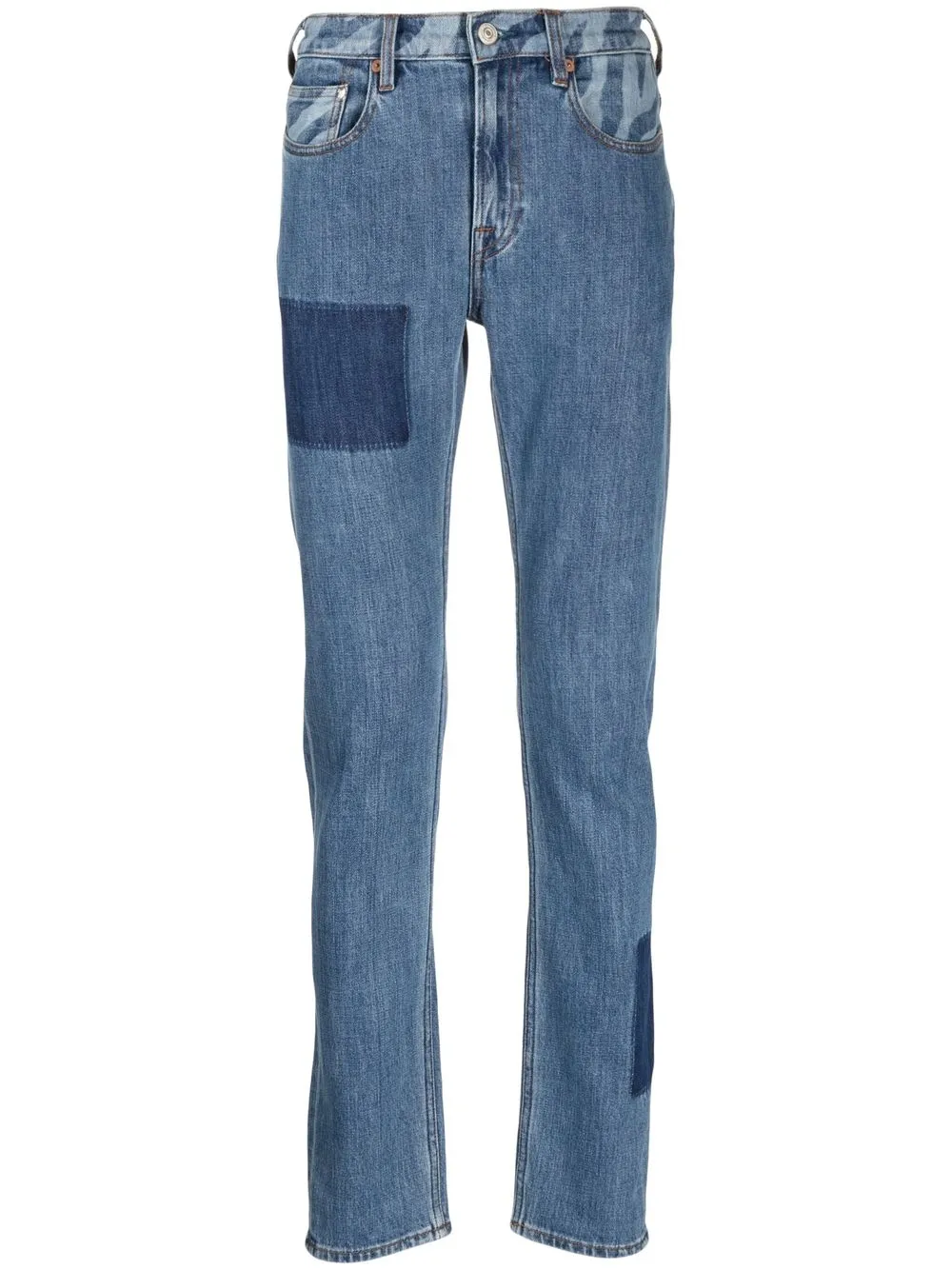 Ps By Paul Smith Patchwork-detail Tapered Jeans In Blue