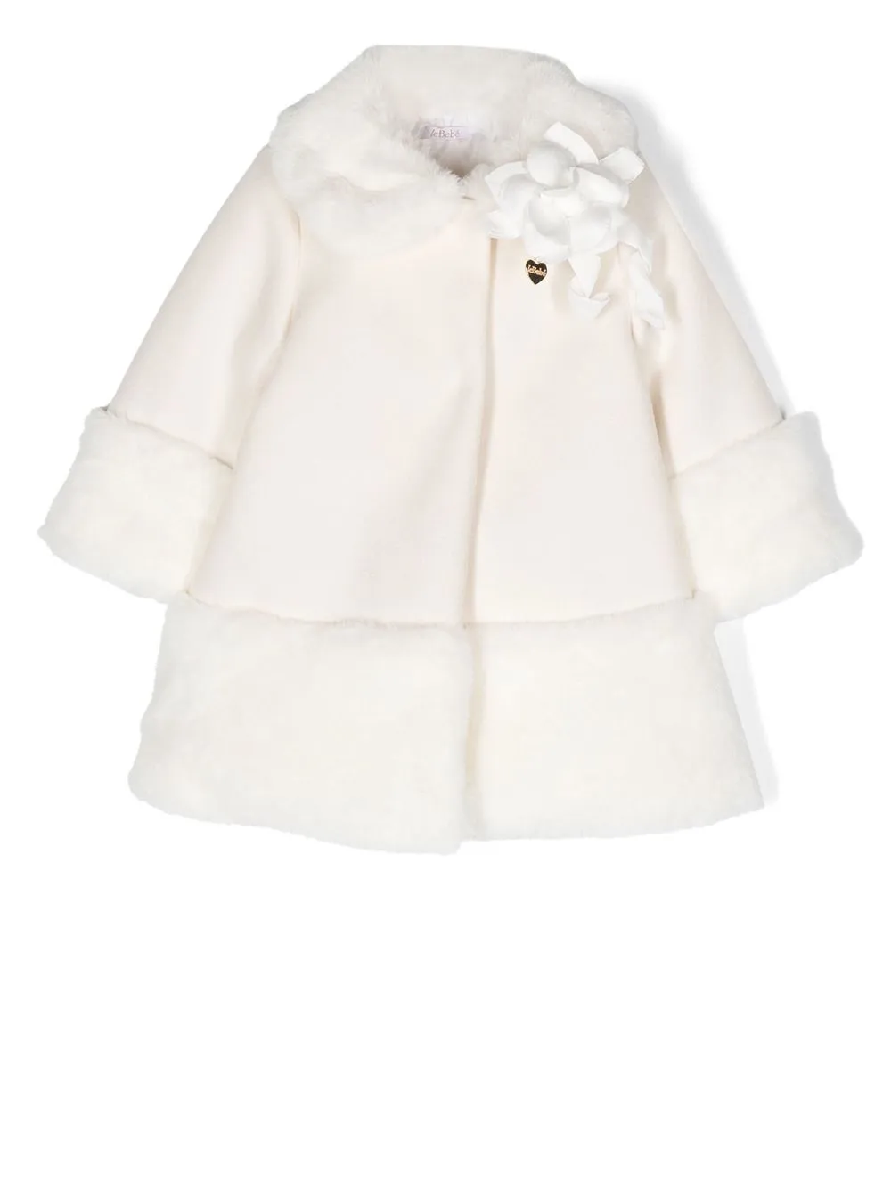 

Le Bebé Enfant floral-appliqué long-sleeve coat - White