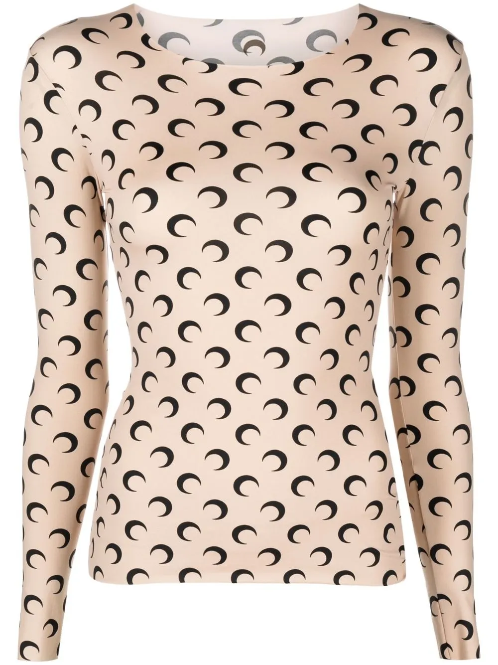 

Marine Serre Second Skin crescent moon-print top - Neutrals