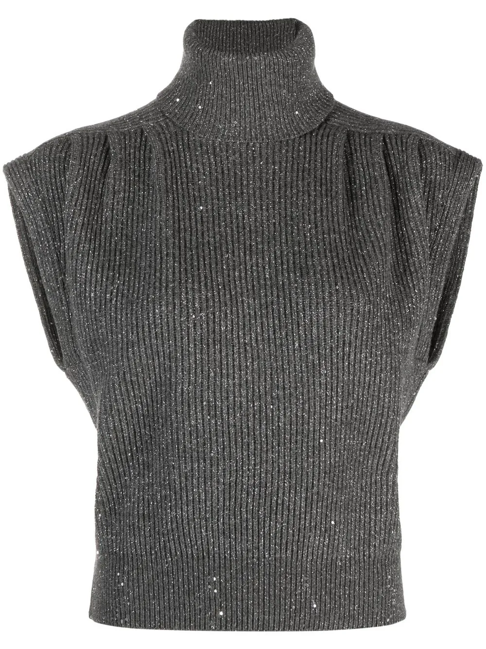 

Brunello Cucinelli sequin roll-neck knitted vest - Grey
