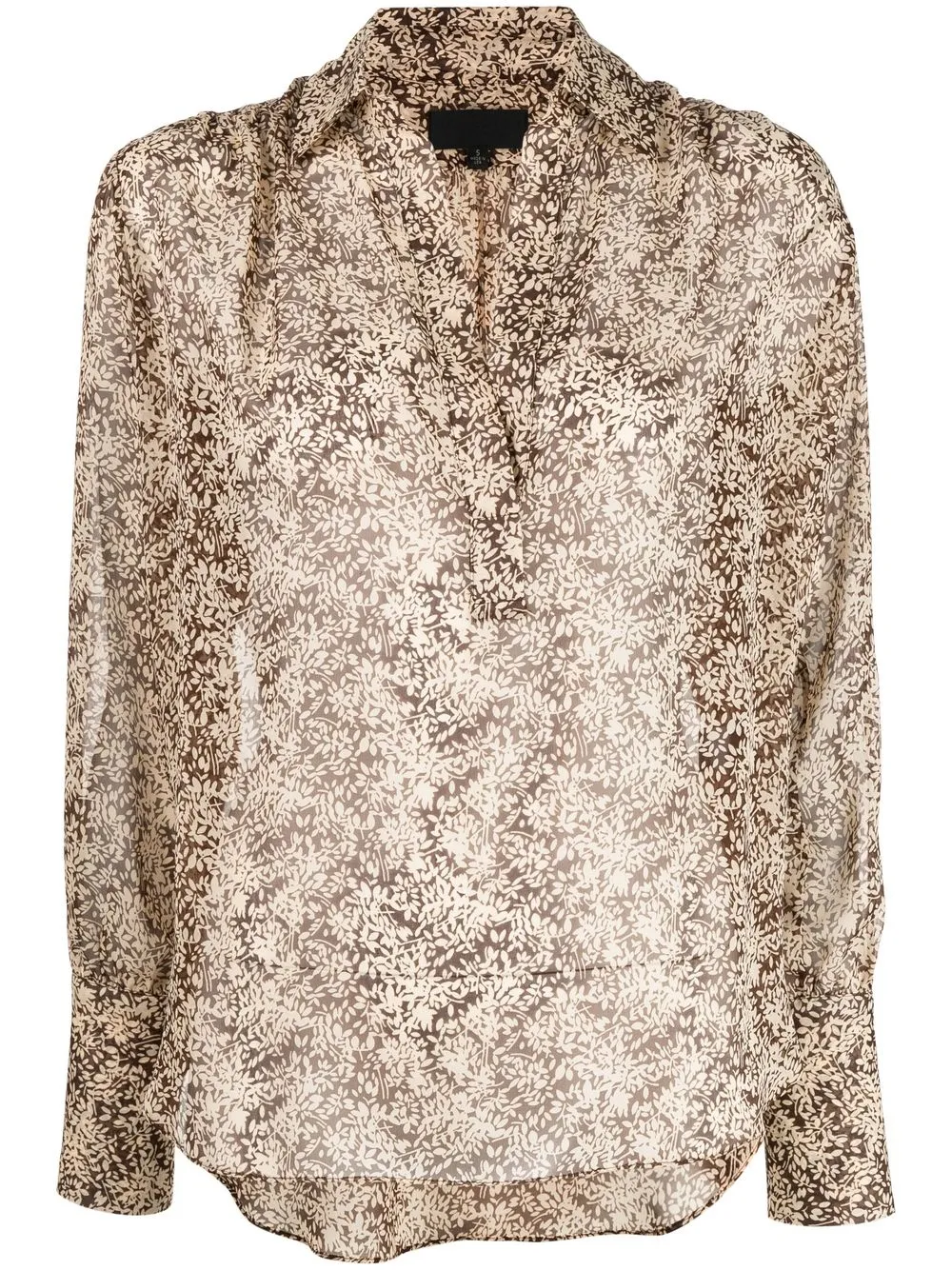 

Nili Lotan Colleen leaf-print blouse - Brown