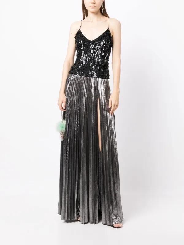 Retrofete Cressida Pleated Maxi Skirt Silver FARFETCH UK