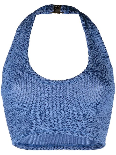 Hunza G Nova crinkled halterneck top
