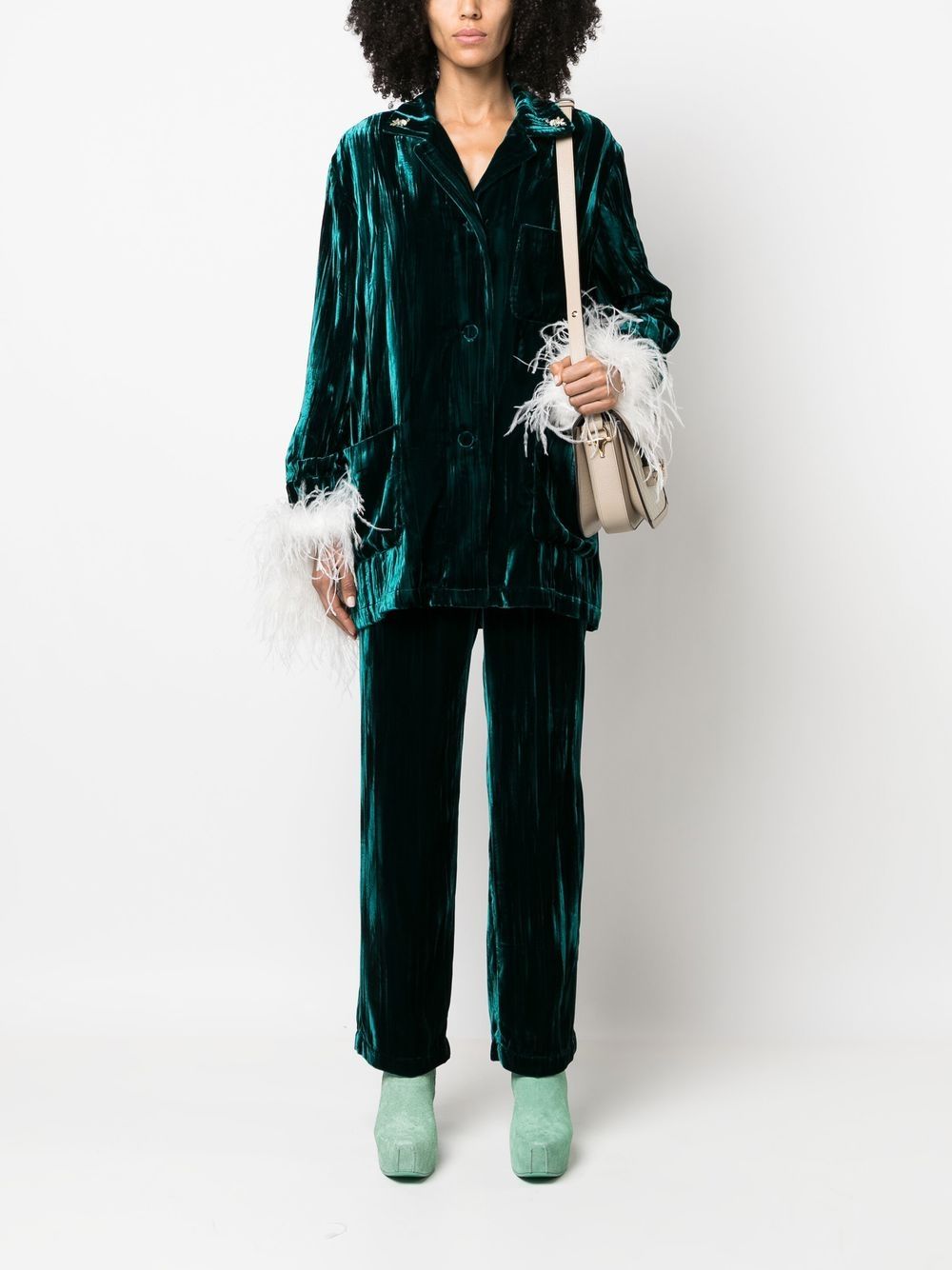 Gucci Broek met fluwelen-effect - Groen