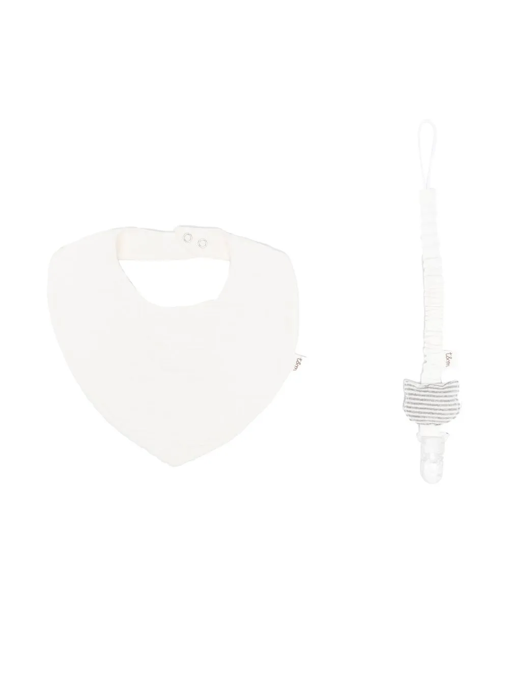 

TEDDY & MINOU bib & dummy strap set - White