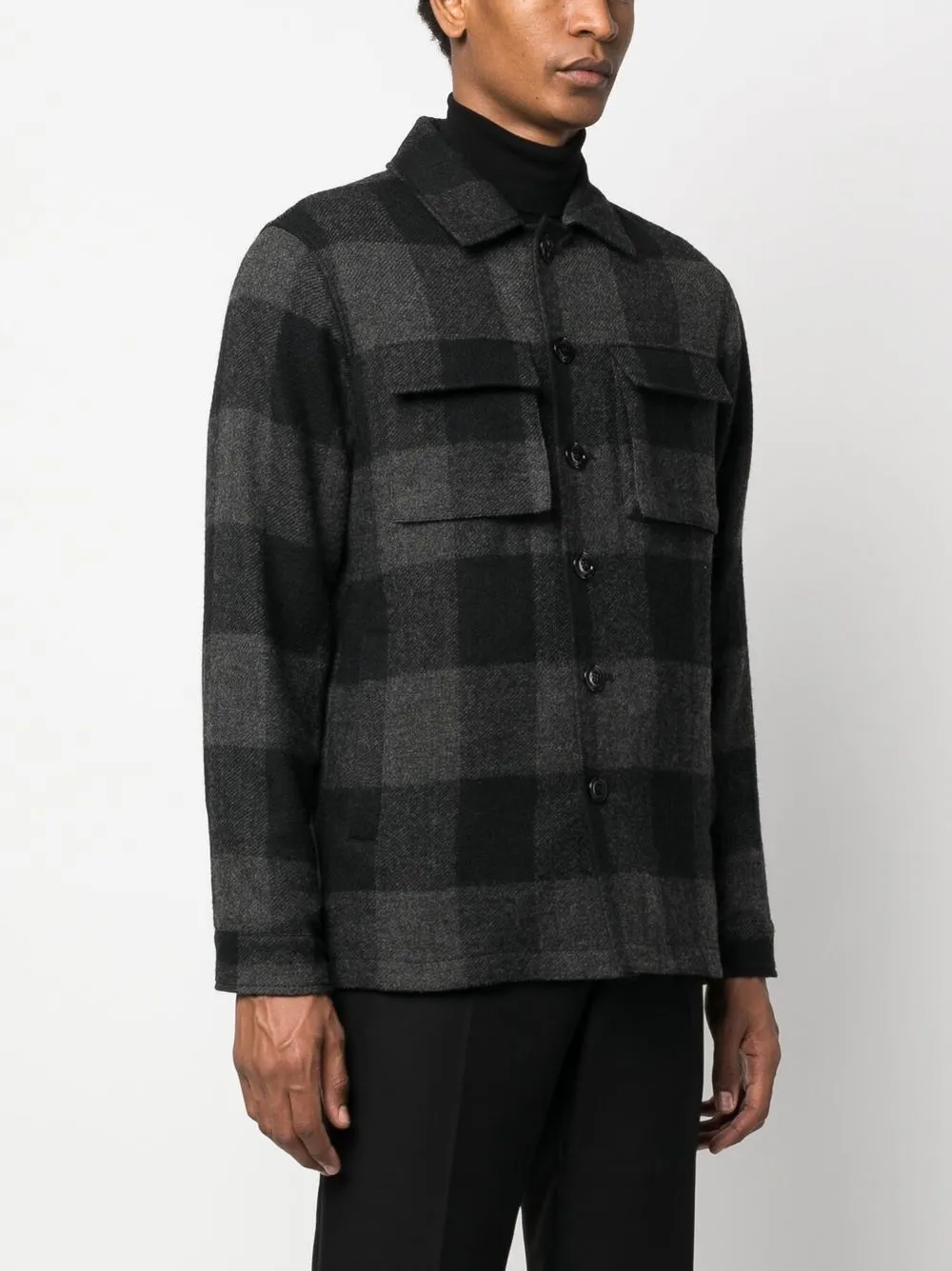  Aspesi Hemdjacke Mit Karomuster   Grau 