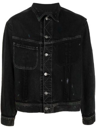 Black washed hotsell out denim jacket