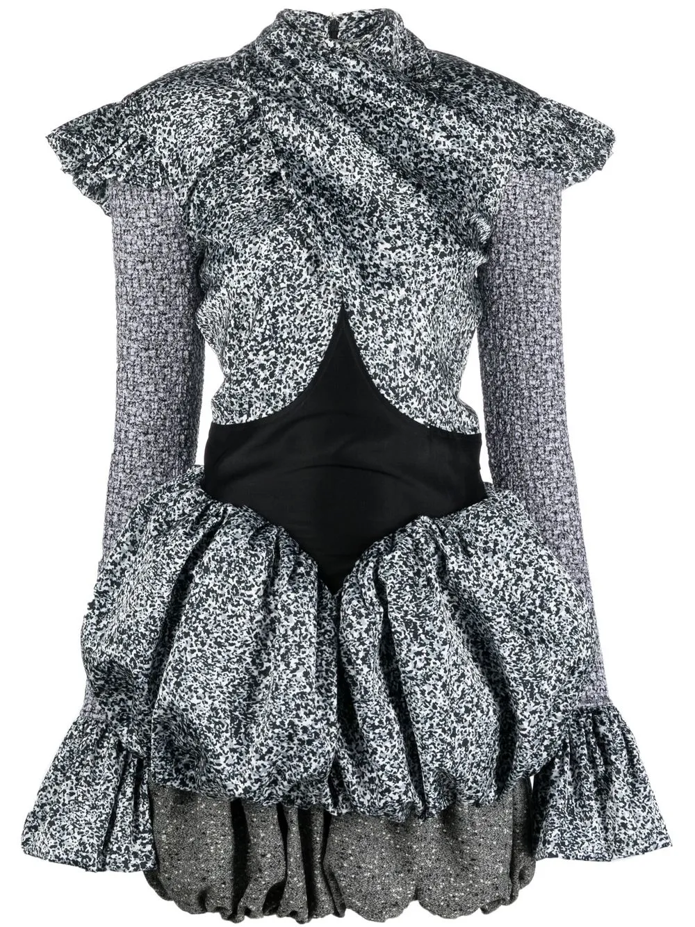 

Paco Rabanne abstract-print puffball dress - Black