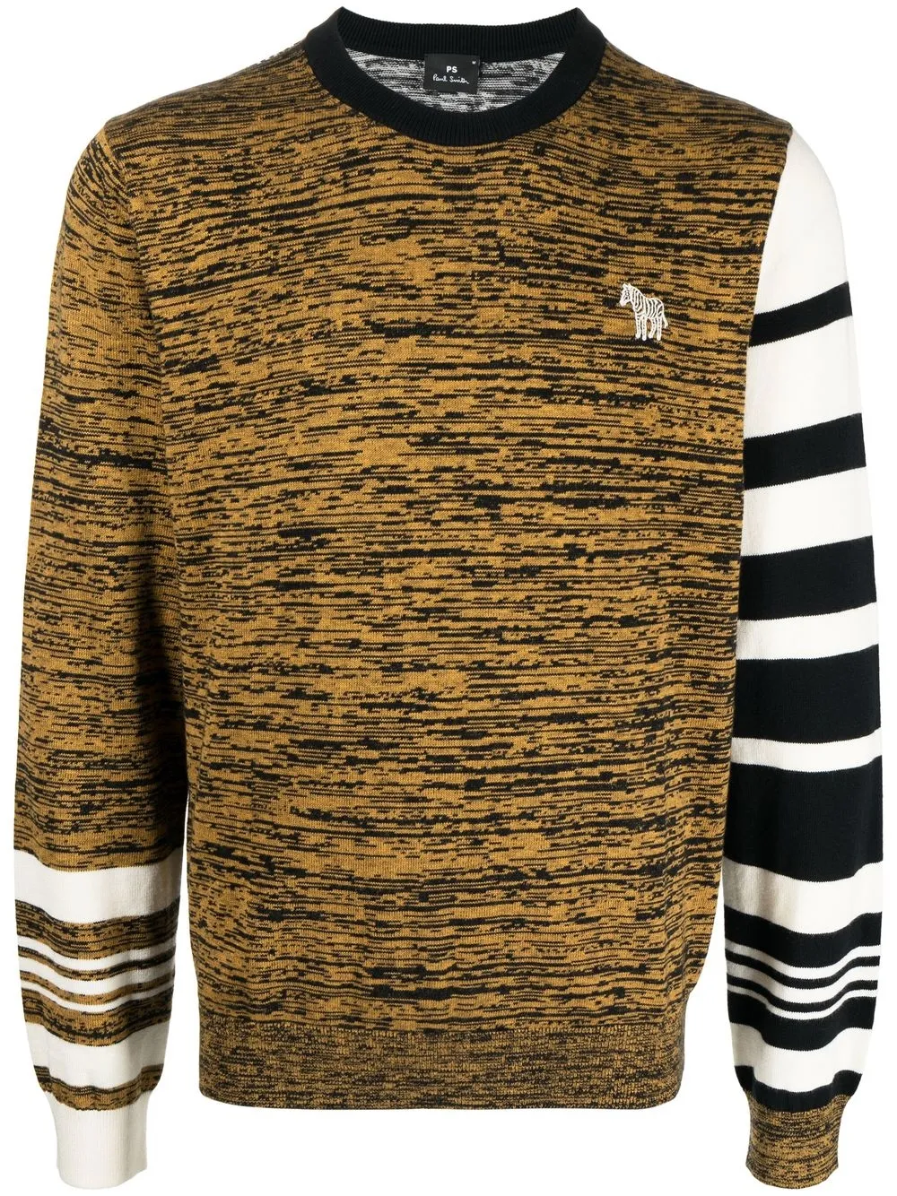 Ps By Paul Smith Chest Loog-print Striped Jumper In Yellow