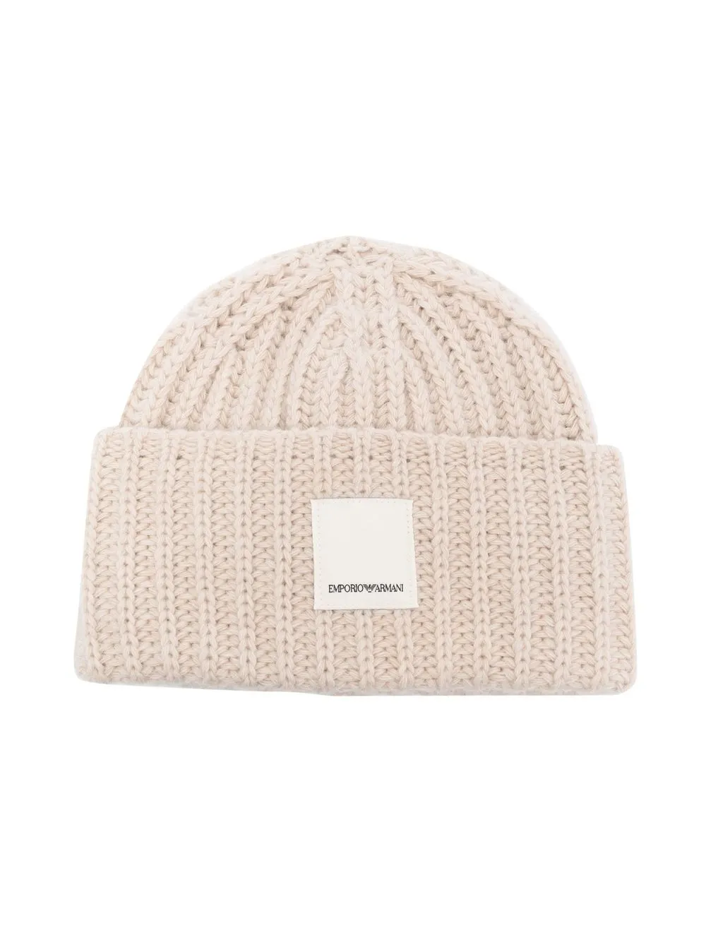 

Emporio Armani Kids logo-patch ribbed beanie - Neutrals