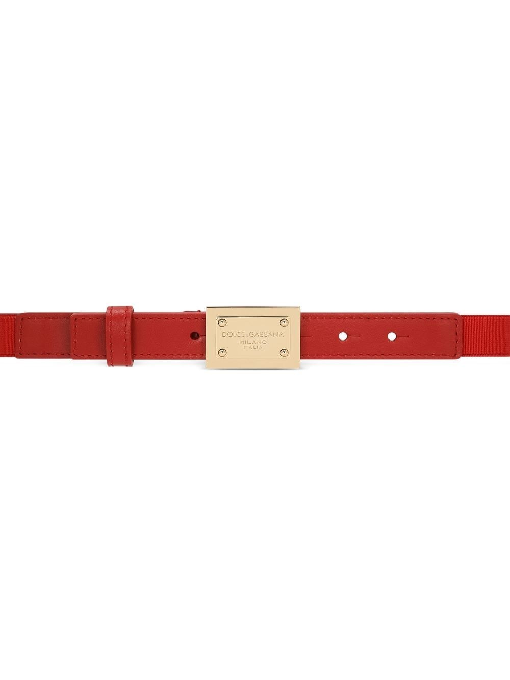 Shop Dolce & Gabbana Logo-tag Elasticated Belt In Red