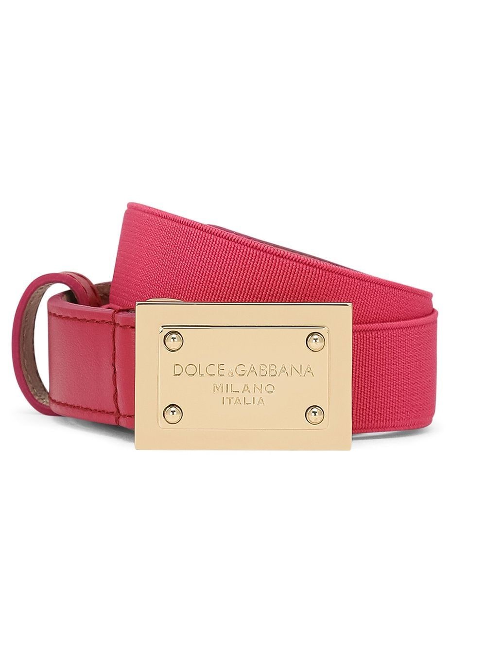 Shop Dolce & Gabbana Logo-tag Elasticated Belt In Red