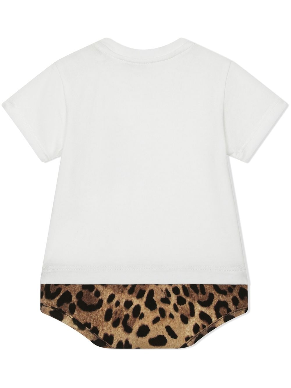 Shop Dolce & Gabbana Leopard-print Short-sleeve Onesie In White
