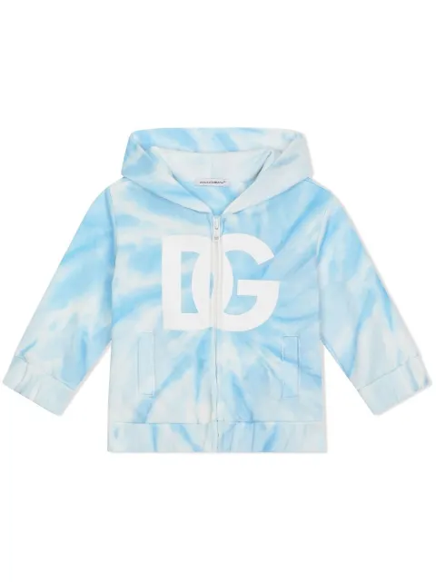 Dolce & Gabbana Kids tie-dye print logo hoodie