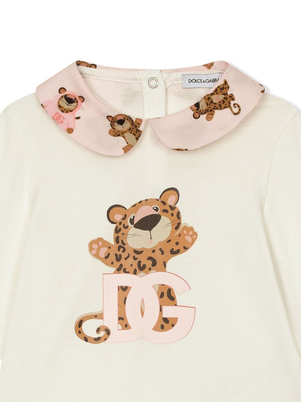 Shop Dolce & Gabbana Baby Leopard Long-sleeve Babygrow In White