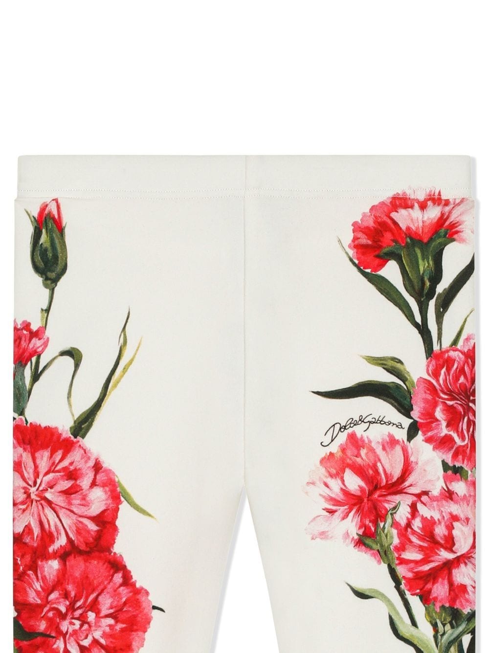 Shop Dolce & Gabbana Floral-print Stretch-design Leggings In White
