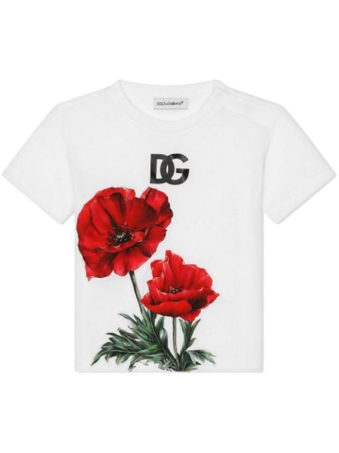 Dolce & Gabbana Kids floral logo-print T-shirt