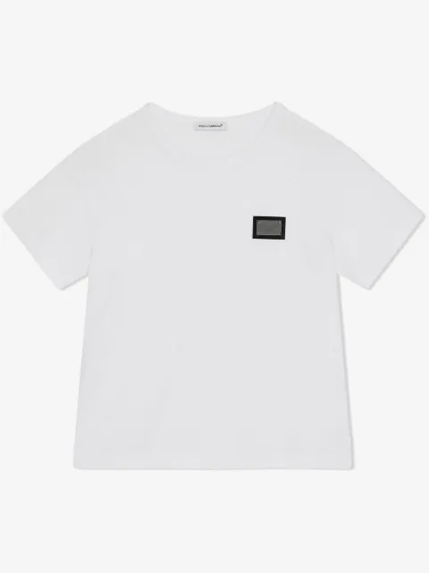 Dolce & Gabbana Kids playera de algodón con placa del logo