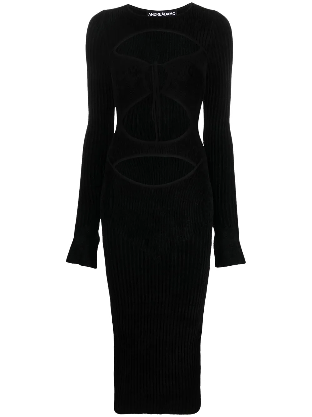 

ANDREĀDAMO cut-out rib-knit midi dress - Black