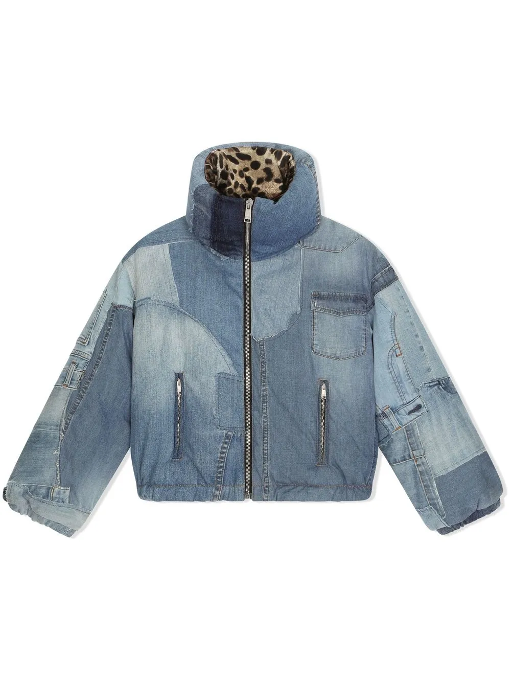 

Dolce & Gabbana Kids denim patchwork puffer jacket - Blue