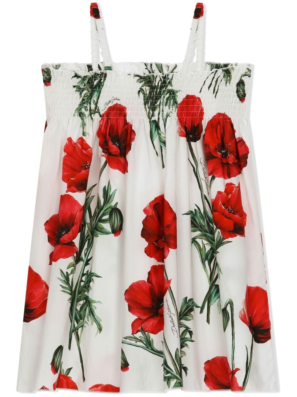 Shop Dolce & Gabbana Floral Print Sleeveless Dresss In White