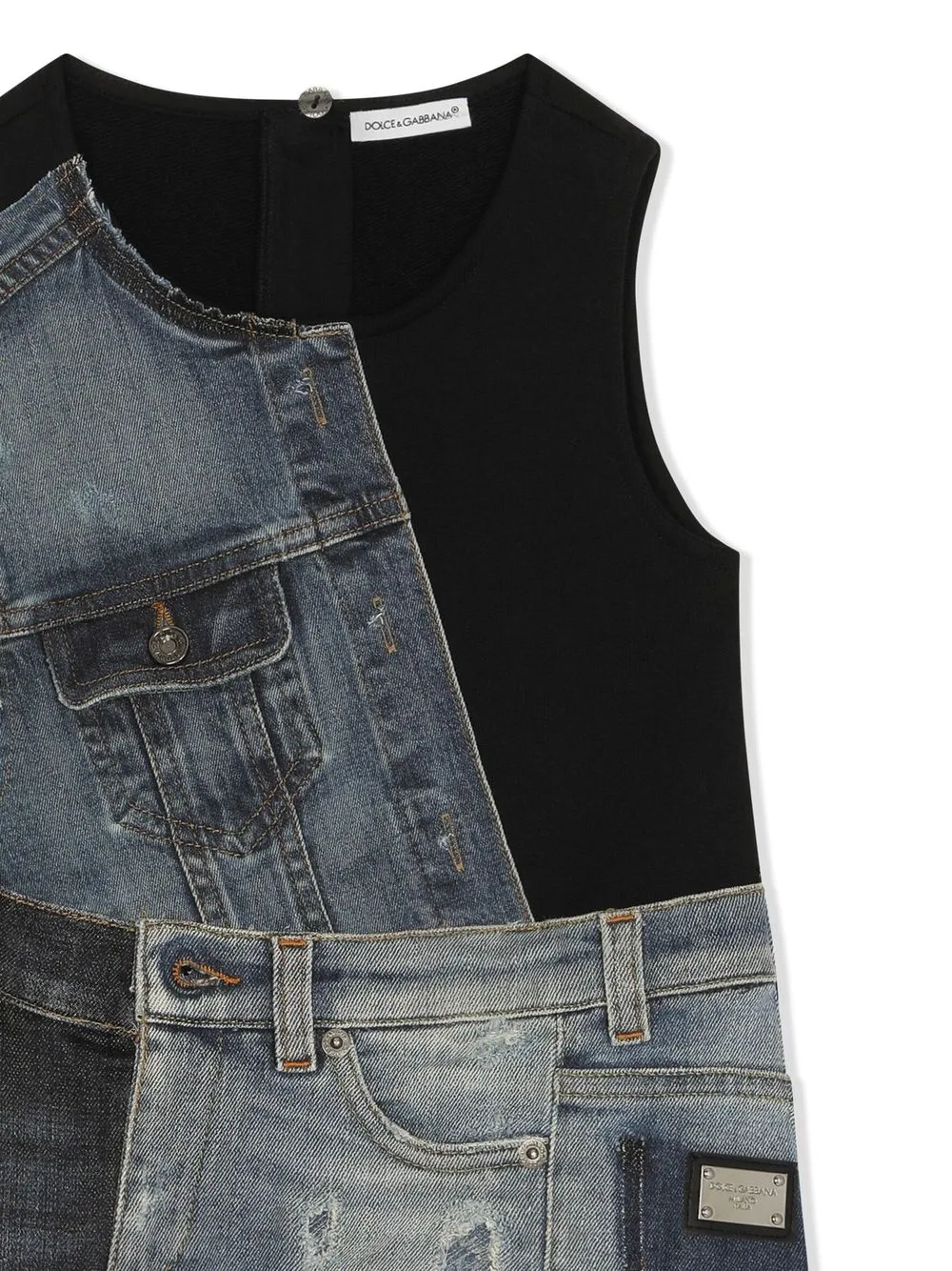 Dolce & Gabbana Denim Patchwork Tank Dress In Black