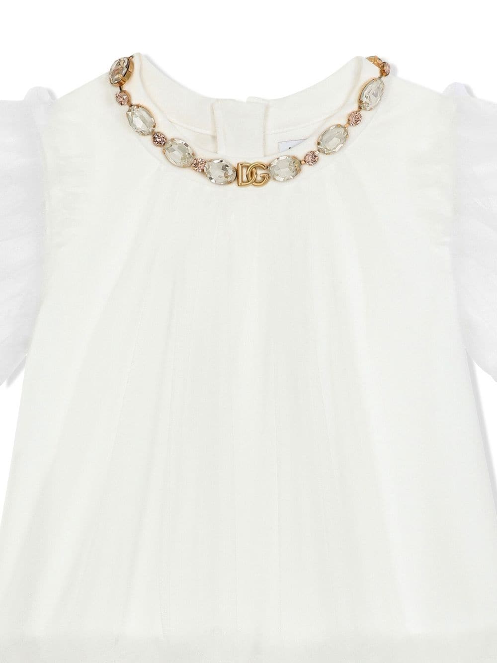 Shop Dolce & Gabbana Bejewelled Tulle Dress In White
