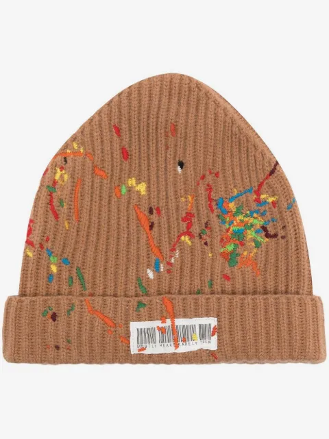 Mostly Heard Rarely Seen barcode-print embroidered beanie
