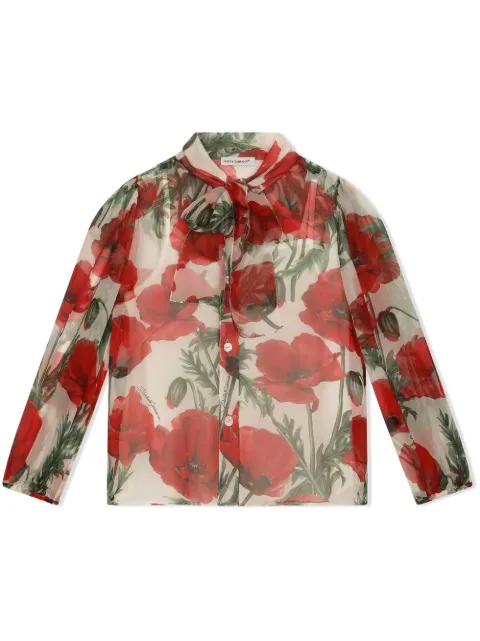 Dolce & Gabbana Kids floral-print silk shirt