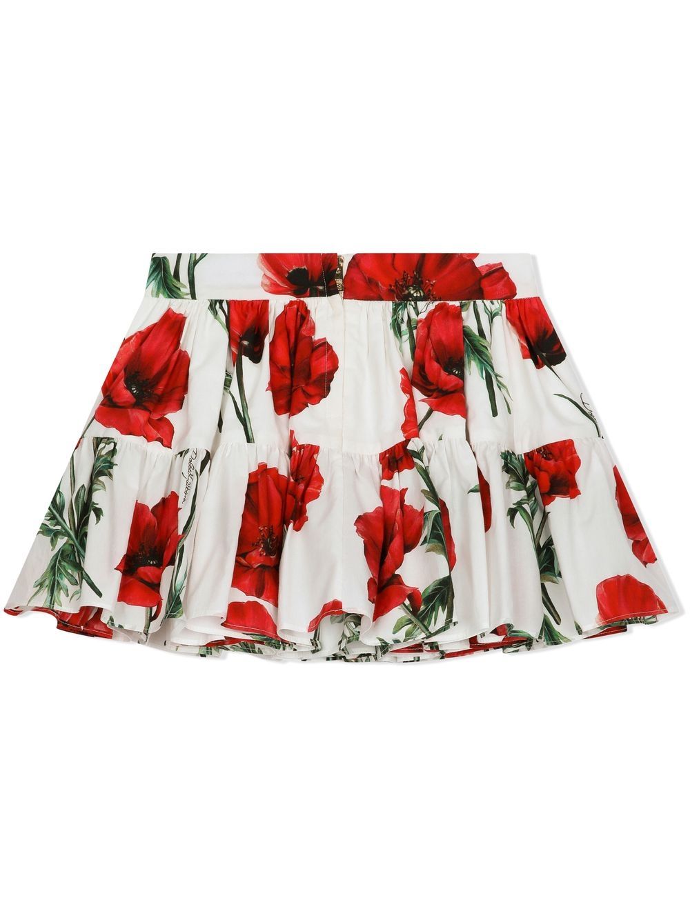 Shop Dolce & Gabbana Floral-print Cotton Skirt In White