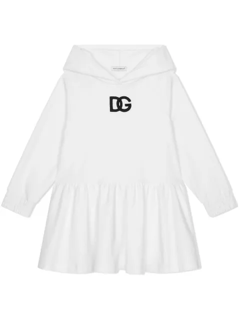 Dolce & Gabbana Kids logo-patch hoodie dress