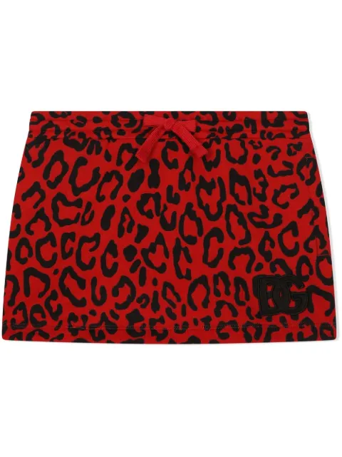 Dolce & Gabbana Kids logo-detail leopard-print skirt